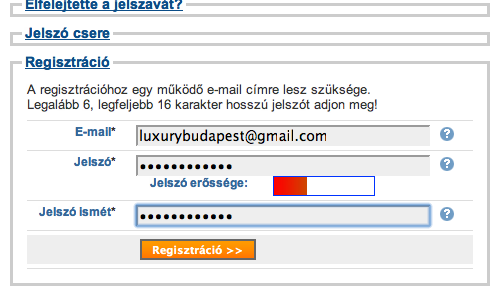 Registration on Hungarian MAV Train site