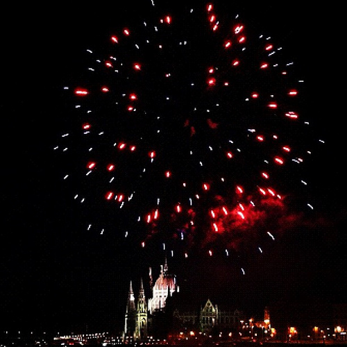 Fireworks Show Budapest St Stephens Day
