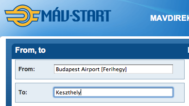 From Budapest Ferihegy airport to Keszthey by train