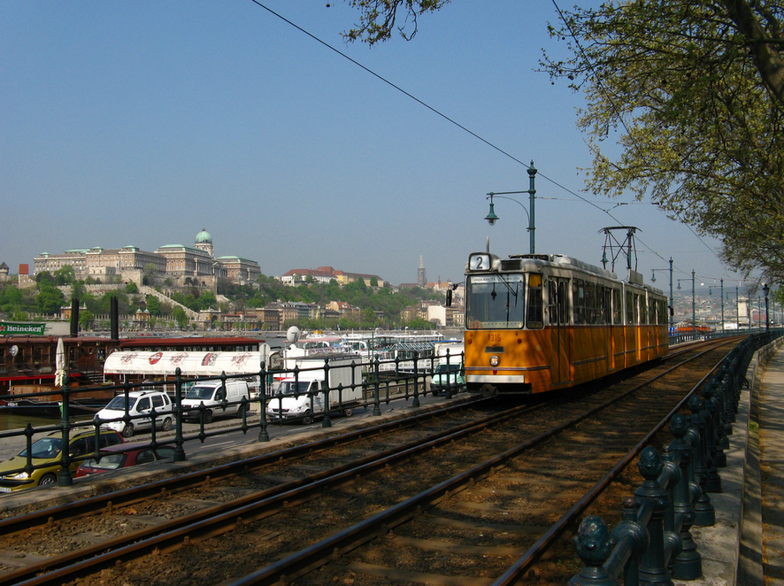 Tram 2 Budapest in Spring
